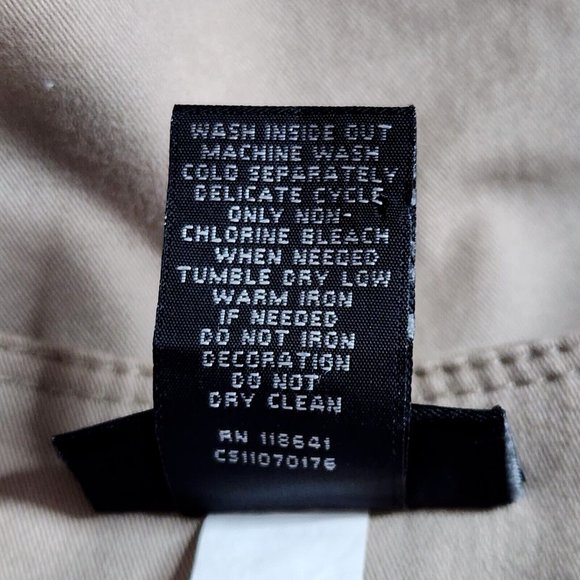 Lane Bryant Khaki Twill Jacket Gold Silver Studs Button Front Long Sleeves - Picture 5 of 5